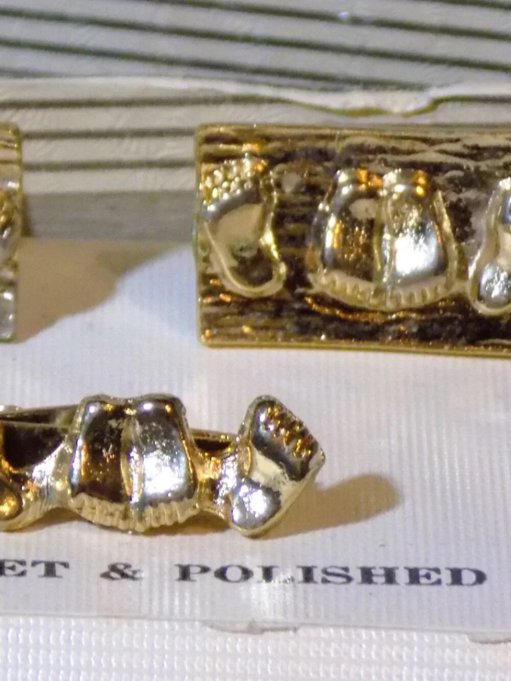 Lot 10 Vintage 1960s Risque Cufflinks & Tie Clip Sets. Happy Hands, Happy Feet